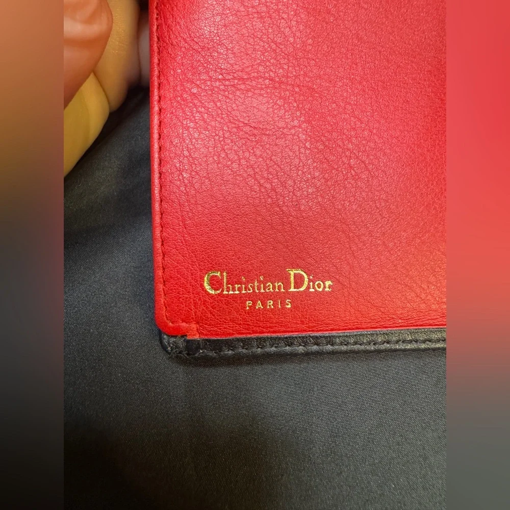 Christian Dior “CD” Black w/Red Interior Leather Wallet
